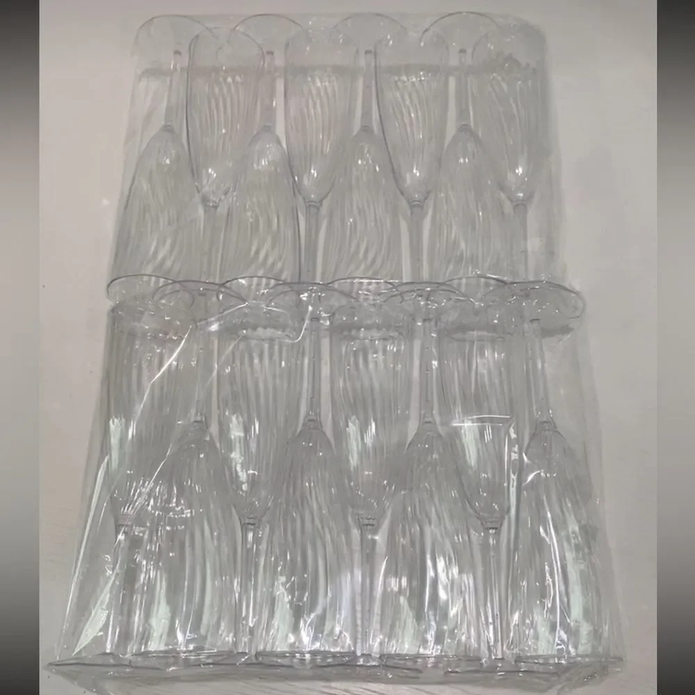 HyHousing 6 Oz Clear Glasses 16 Pack, Hard Disposable Plastic Champagne Flute